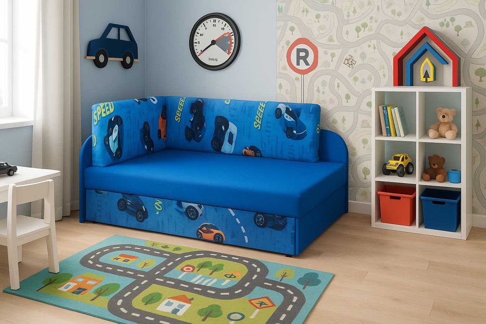 Narożnik dziecięcy rogówka kanapa kolorowe wzory autka szybka wysyłka