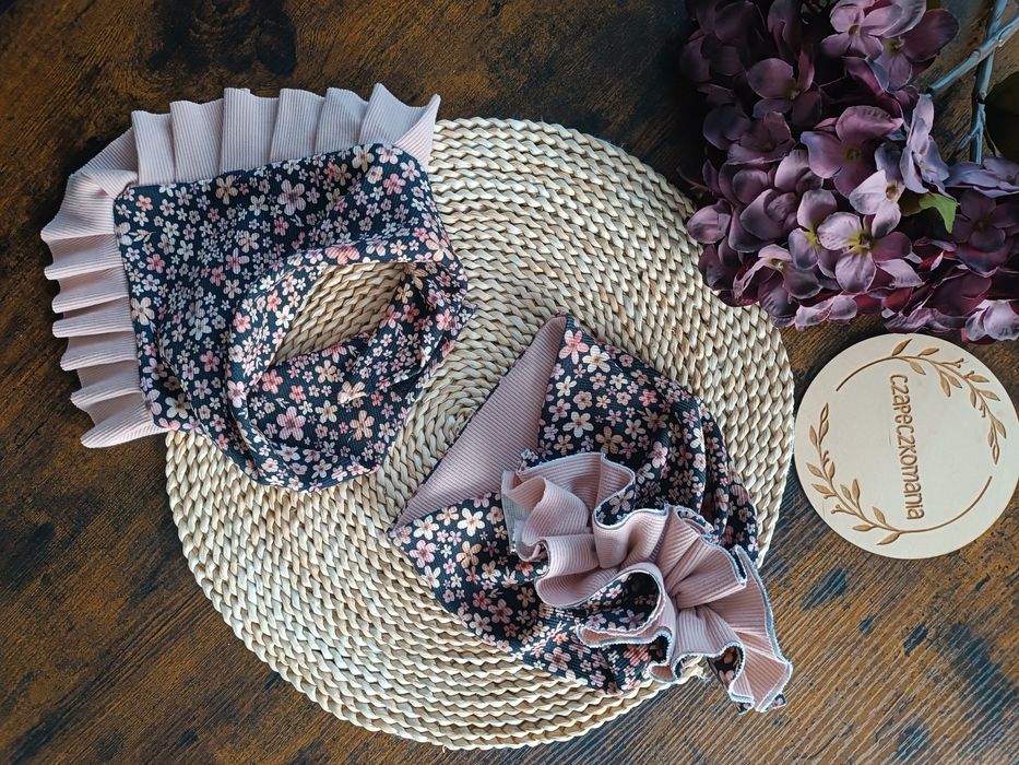 Turban+ chusta prążek Handmade