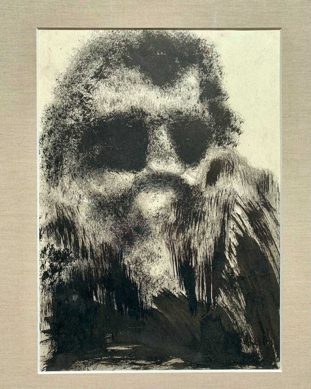 Михайло Красник - графіка-монотипія "Портрет мужчини" (1980-ті)