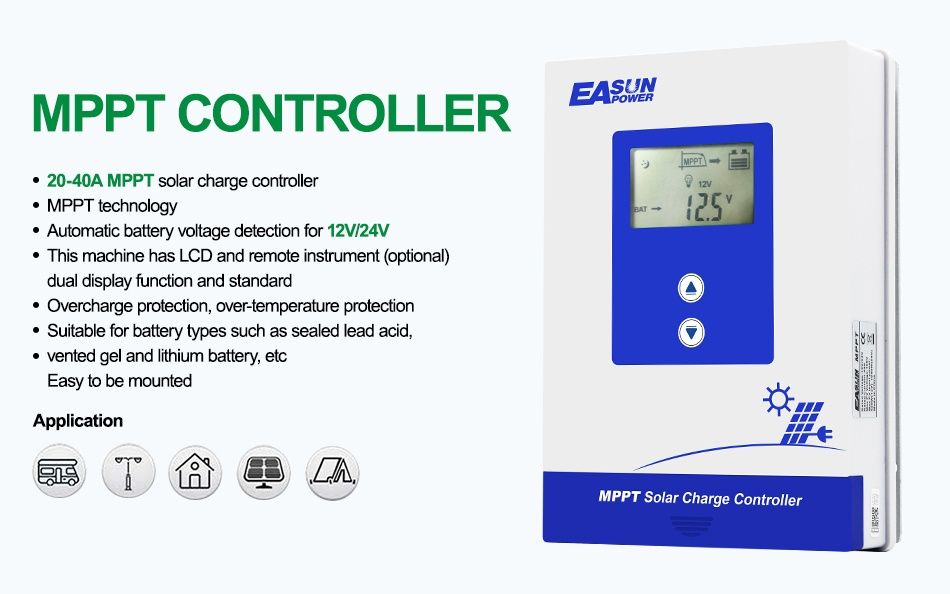 Regulator solarny MPPT 12V/24V EAsun 20A do 60V PV
