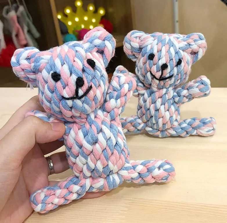 Zabawka dla psa miś sznurowy ze sznura 15 cm