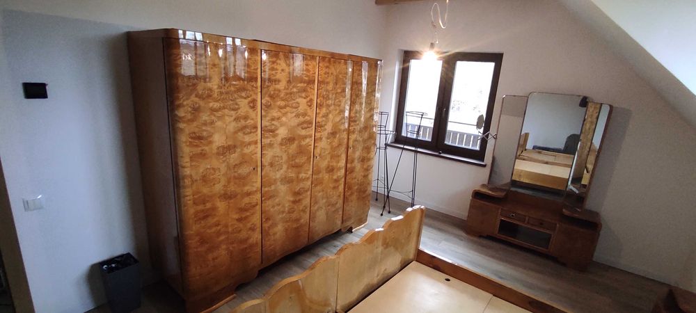 Art deco meble sypialnia antyki prl szafa łóżko stolik nakastlik