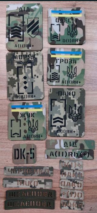 Шеврони Патчі Позивні Погони Групи крові
