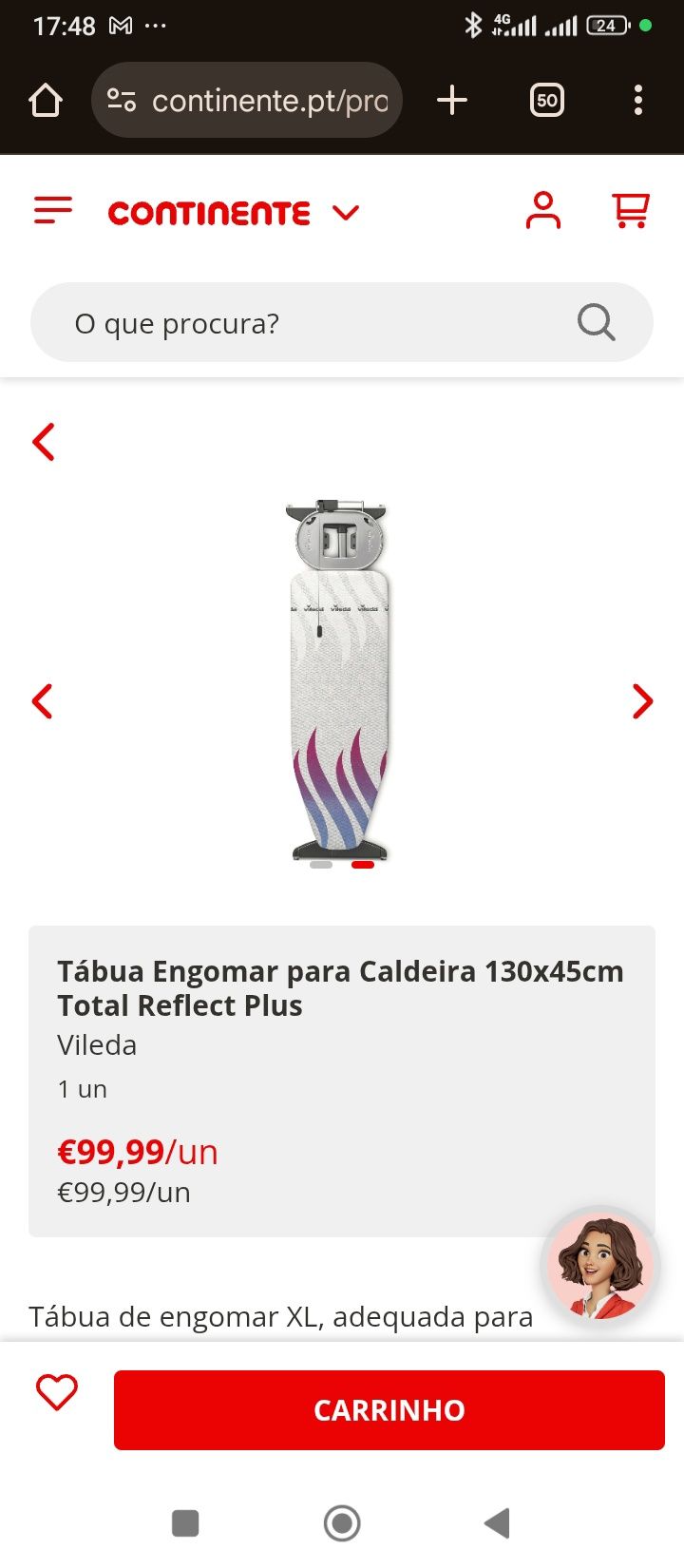 Tábua Engomar Vileda 130x45cm Total Reflect Plus