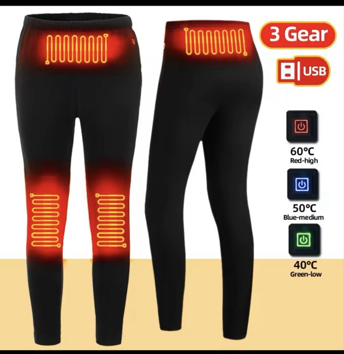 Zimowe ciepłe termiczne spodnie podgrzewane USB 3 tryby rozm S/M