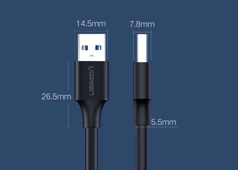 Ugreen kabel przewód USB 2.0 męski - USB 2.0 męski 3m czarny US128