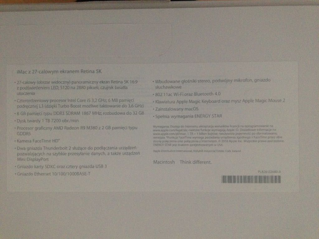 iMac27" 5K, i5 3.2 GHz, late 2015, 16GB RAM, 1TB HDD