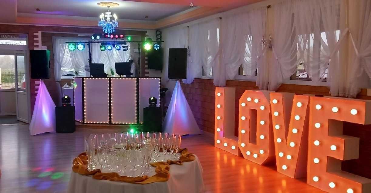 DJ WODZIREJ na wesele urodziny 40 50 rocznice ślubu, Napis 18 LOVE led