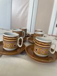 Zestaw komplet 6 sztuk filiżanek ze spodkami do espresso prl Tognana