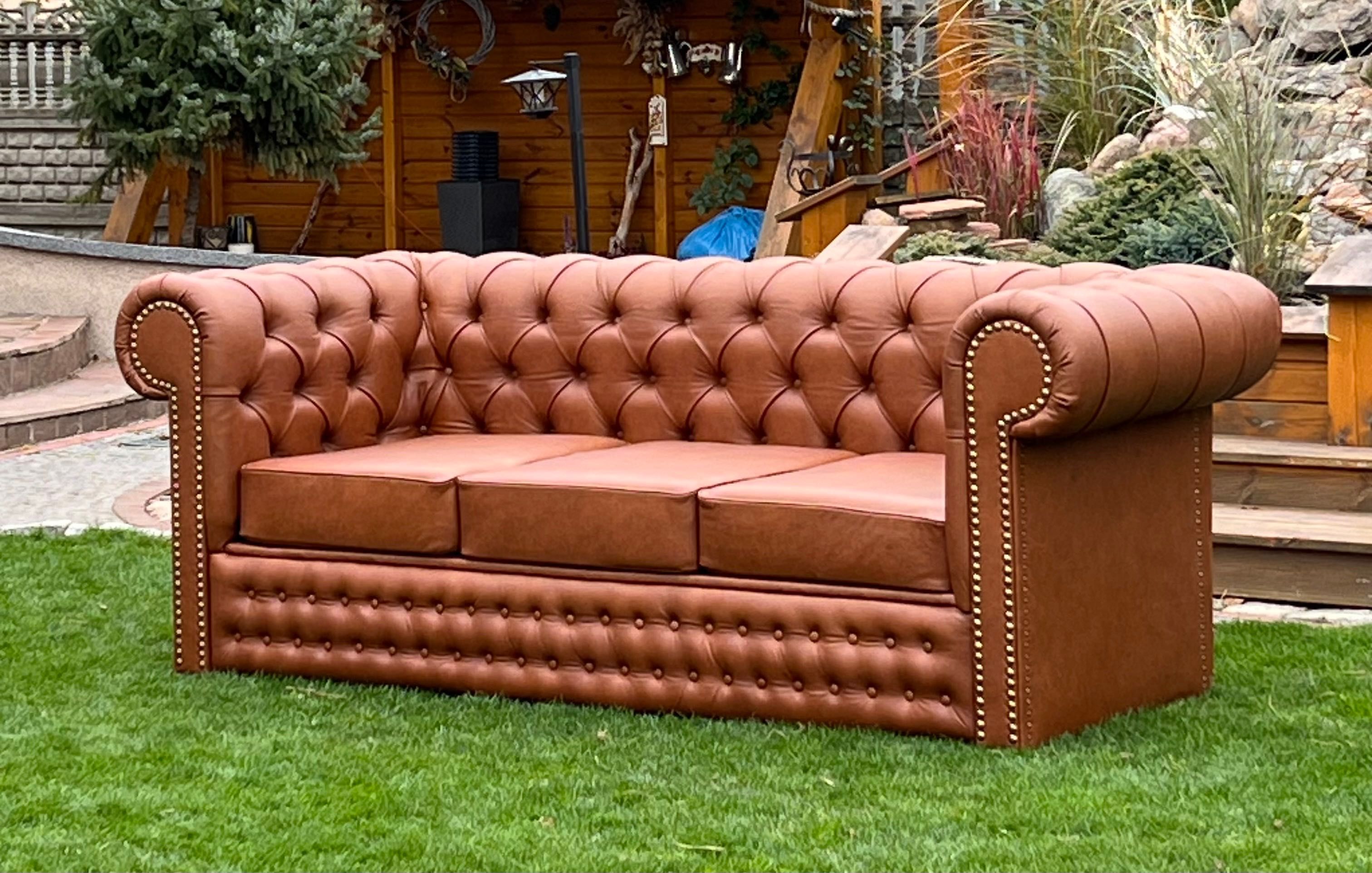 Sofa Chesterfield SKÓRA NATURALNA