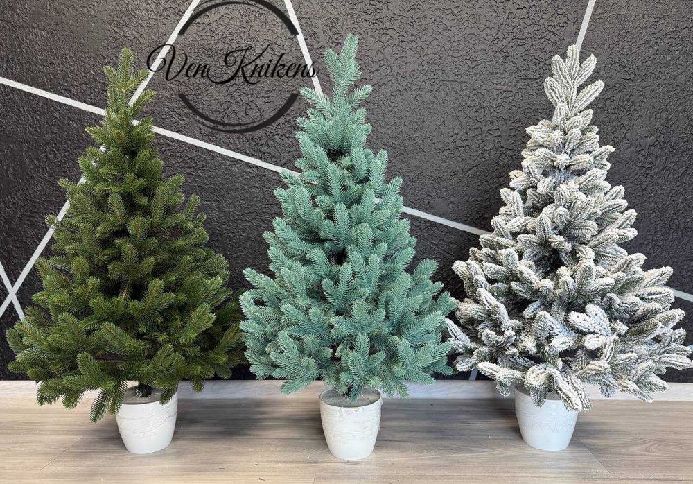 Ялинка штучна лита в горщику офісна, Елка искусственная 0,7 м та 1,1 м