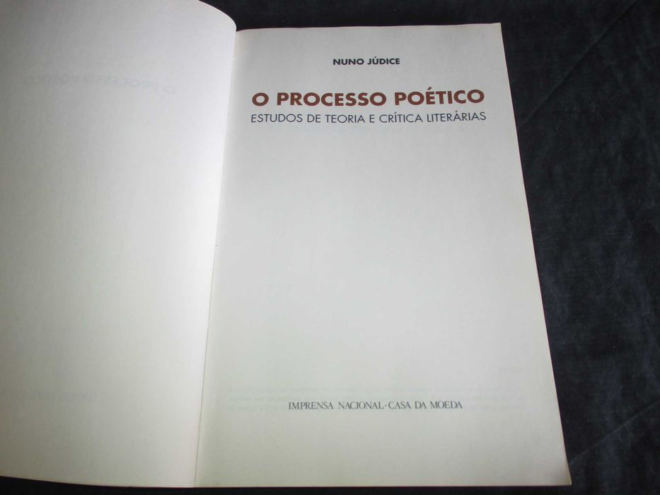 Livro O Processo Poético Nuno Júdice