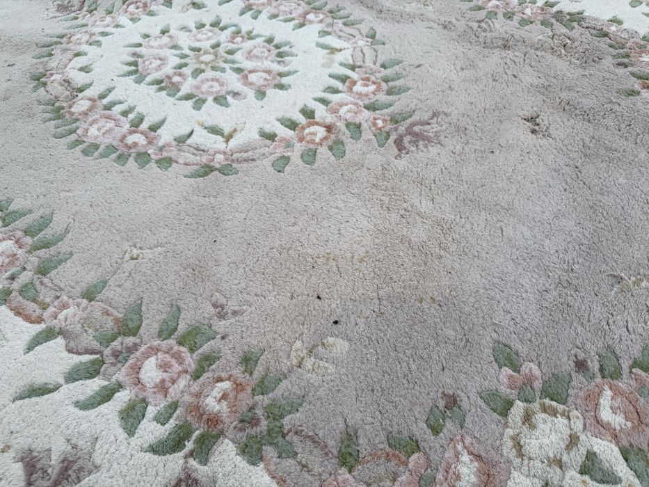 Dywan wełniany ośmiokątny 300×200 cm – pastelowy, kwiatowy,