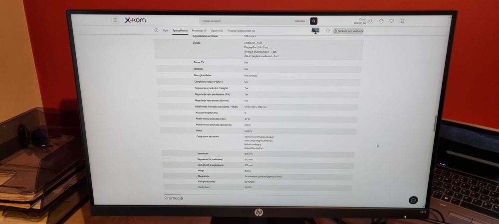 Monitor HP X27q - IPS - 16:9 - 27 cali - 165Hz - 2560x1440 WQHD
