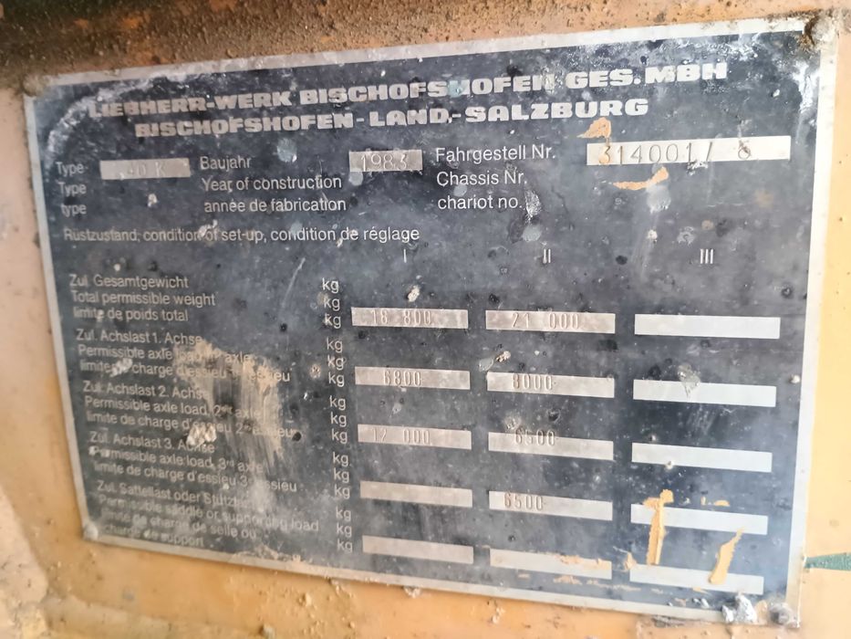 Żuraw wieżowy dolnoobrotowy Liebherr 40K