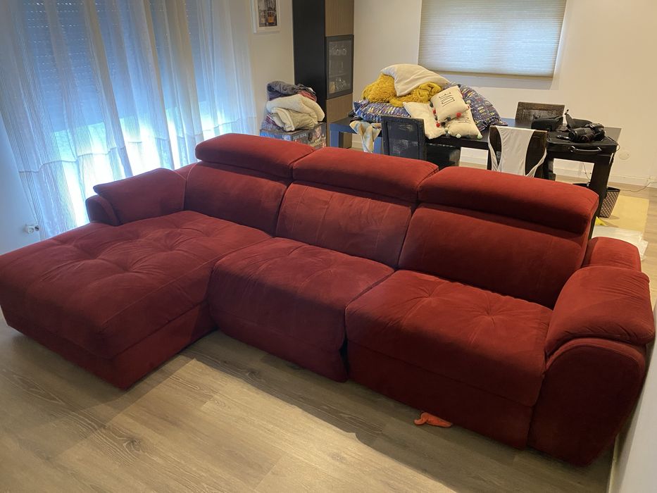 Sofá 3 lugares chaise longue eletrico
