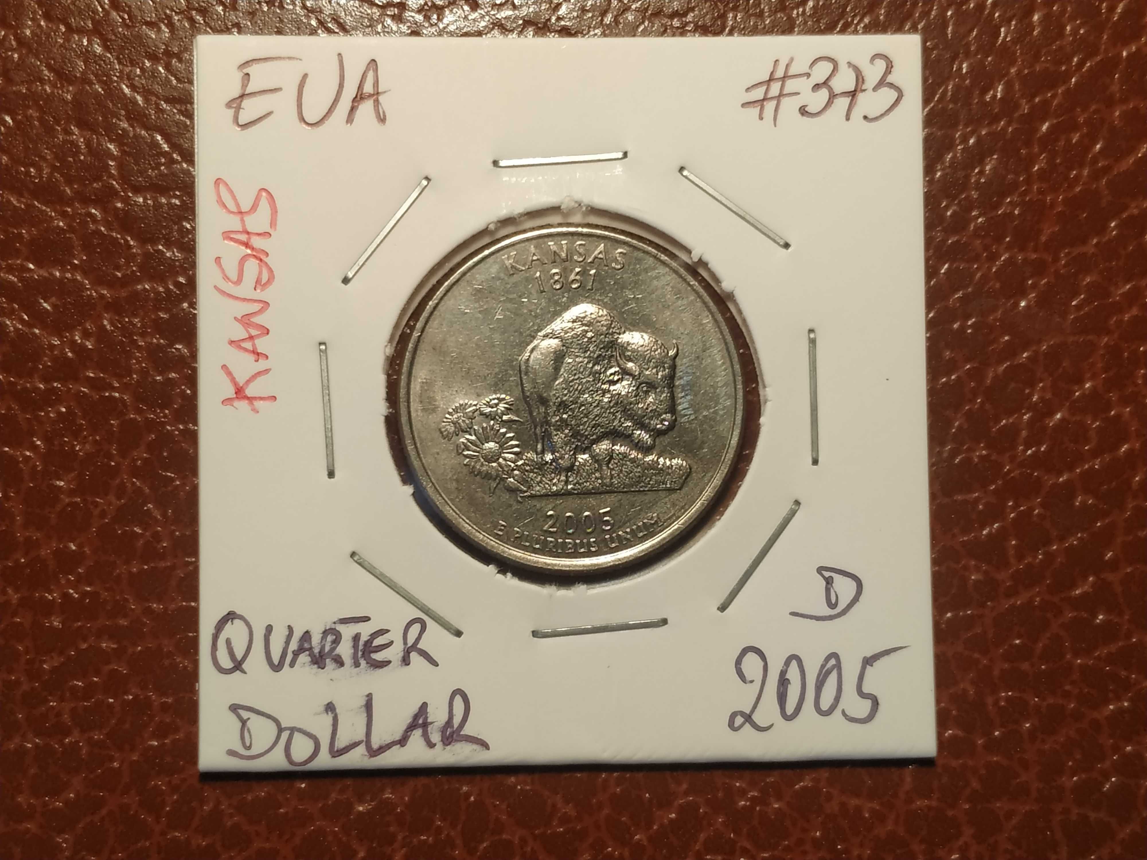 77 EUA - moeda de 1/4 de dólar de 2005 D "Kansas"