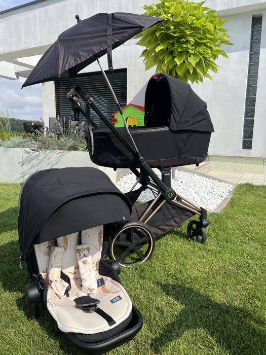 Cybex e priam platinum rose gold, wozek elektryczny, gondola+spacerowk