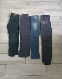 4 x spodnie 122 128 chłopięce zestaw jeansy