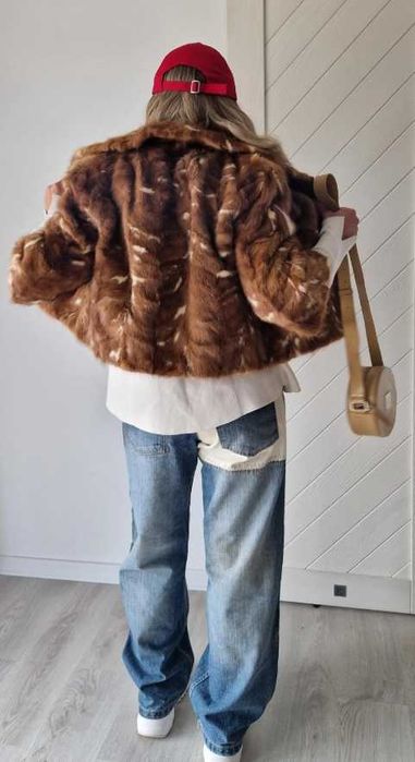 S 36 M 38 Krótka kurtka z Norki lekka i miękka jasny brąz i beż