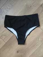 Prążkowany czarny dół od bikini nowy M wysoki stan