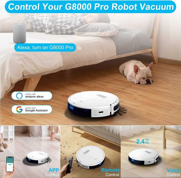 Robot sprzątający Tikom G8000 PRO 2w1 Mop 4500Pa WiFi Biały