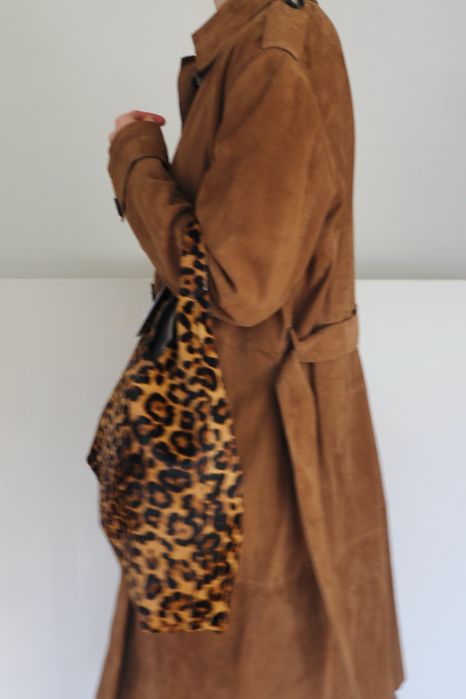 Massimo Dutti Długi skorzany trencz