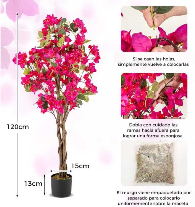 Sztuczne drzewko z kwiatami bugenwilla 120 cm zestaw 1 szt.