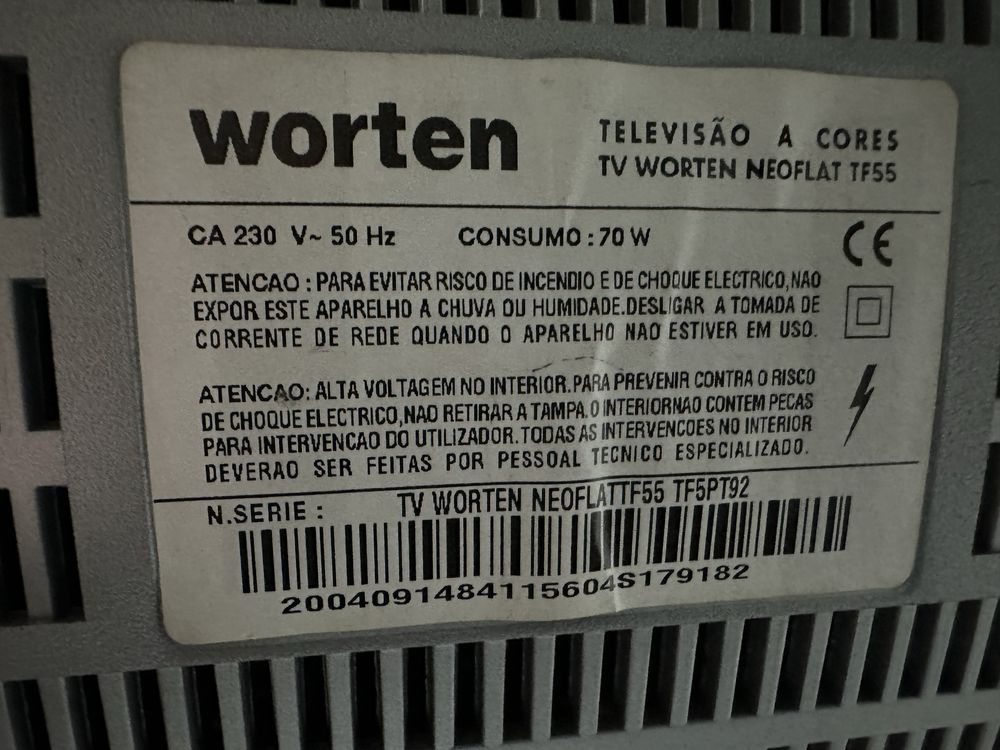 Televisão a cores TV Worten Neoflat TF55 - ideal para jogos antigos