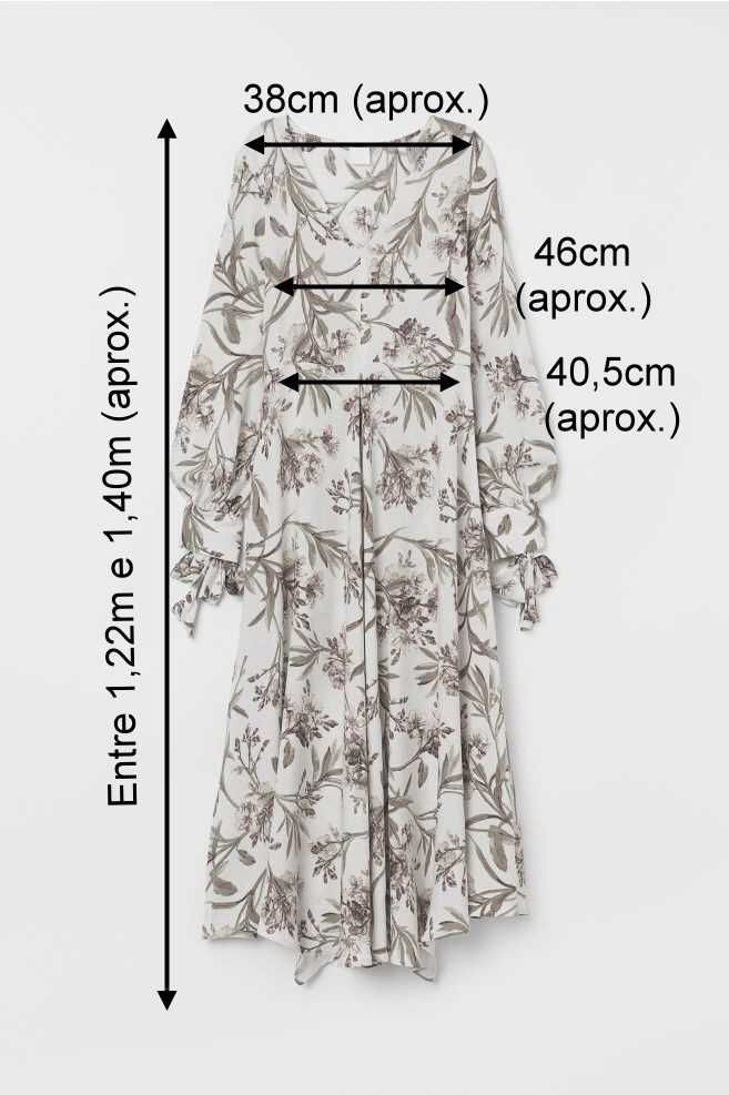 Vestido comprido assimétrico padrão floral da H&M T:40 Novo c/etiqueta