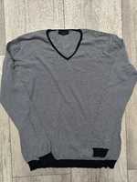 Szary sweter męski w czarne paski, Zara, rozmiar XL / 42
