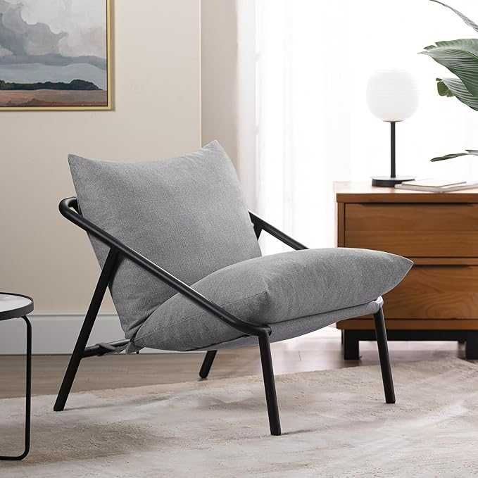 Fotel Zinus Ada Sling Accent Chair – jasnoszary, stylowy i lekki