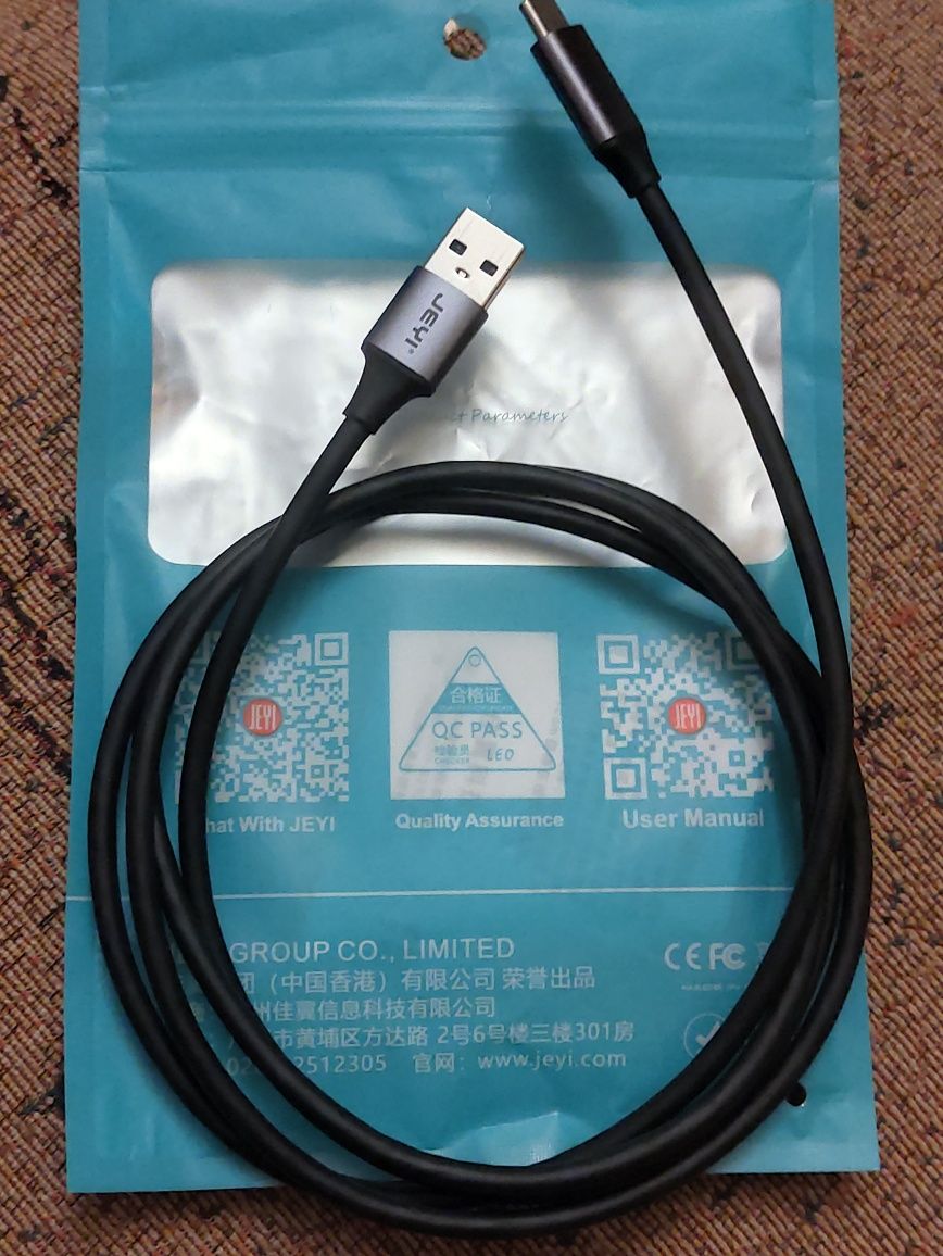 кабель jeyi type c usb a ,10Gbps 1.5м