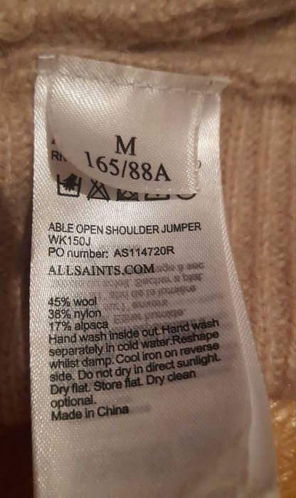 AllSaints rag dutti джемпер кофта свитер альпака шерсть р. М оверсайз