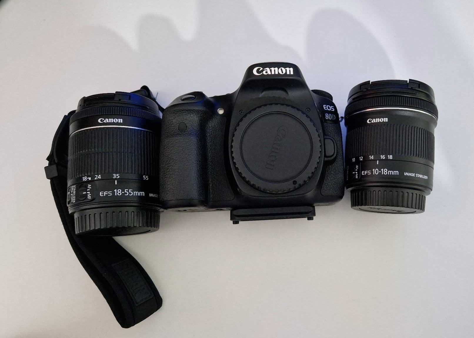 Canon Eos 80D + lente 10-18MM + 18-55 MM + Bolsa de transporte