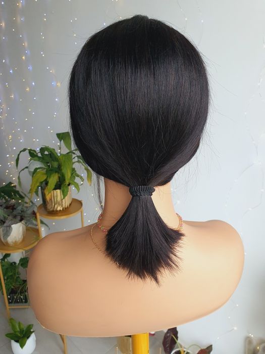 Peruka z włosów naturalnych lace front Monika czarne włosy