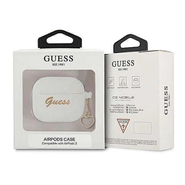 Etui Guess Silicone Charm Heart Collection na AirPods 3 - białe