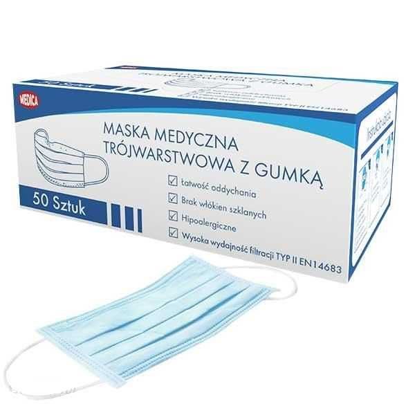 Maski medyczne chirurgiczne MEDICA opak. 50szt.