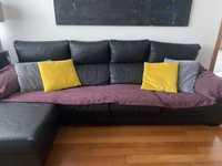 Sofa em pele com chaise long