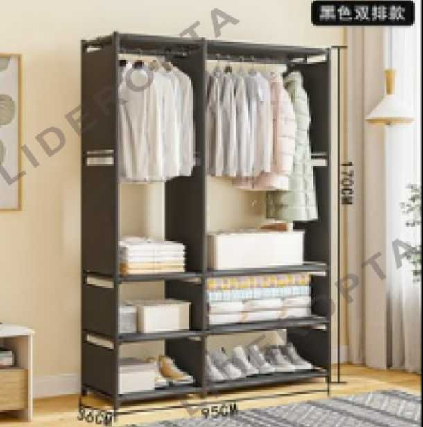 Шафа стелаж для речей складний Вішалка Шкаф стелаж для вещей с полкой