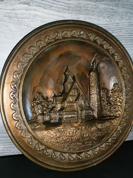 Talerz, płaskorzeźba, obraz - Świątynia Wang z brązu lub mosiądzu