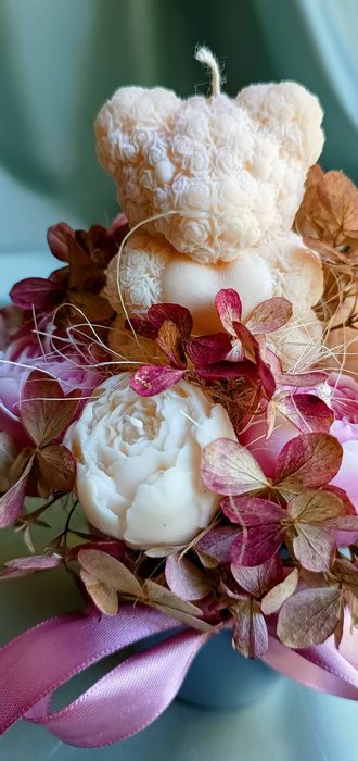 Świece sojowe z misiem w kubeczku ceramicznym