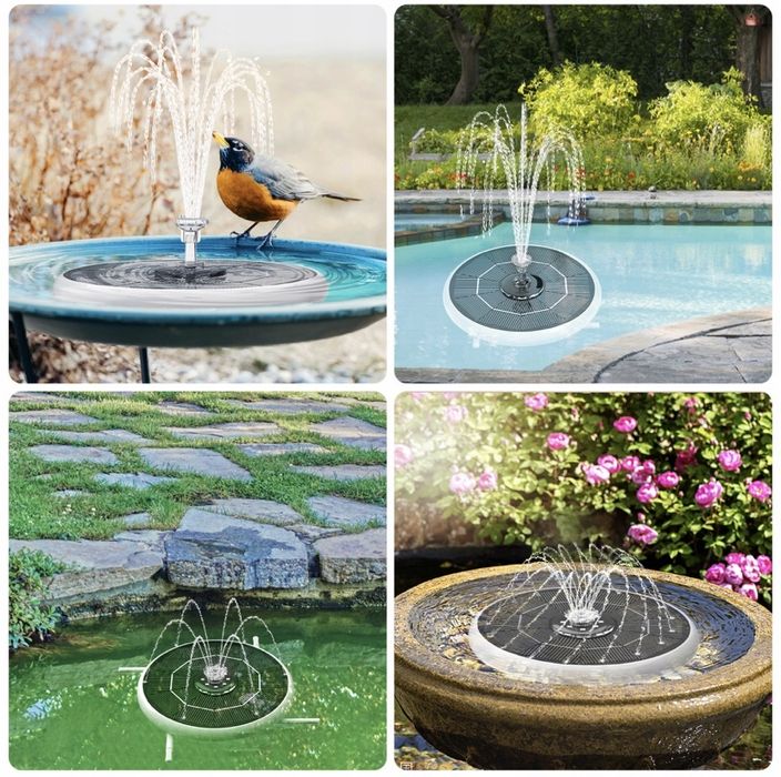 Fontanna ogrodowa solarna LED RGB – pływająca pompa do oczka wodnego