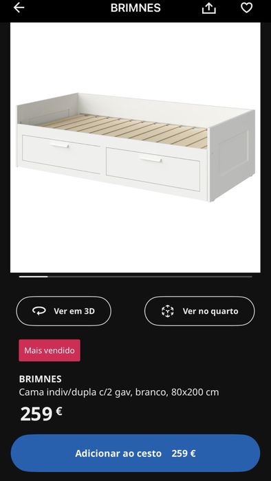 Cama indiv/dupla Agotnes cor branca 80x200cm + 2 colchões