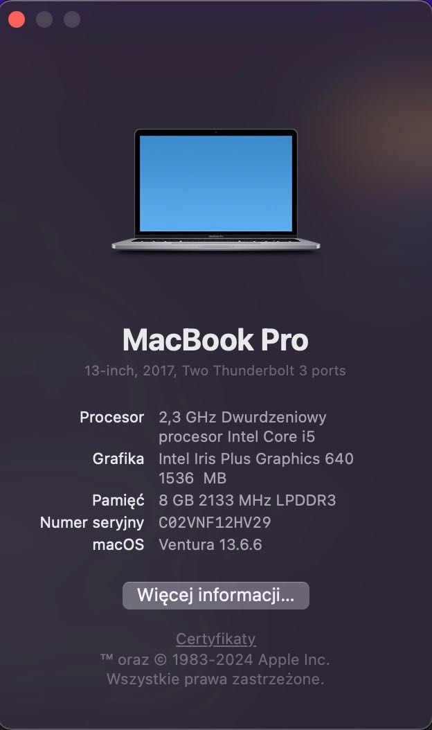 Macbook Pro 13 cali 2017 rok