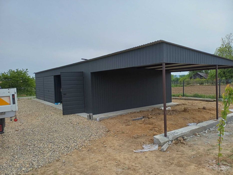 Garaż Blaszany+Zadaszenie Boczne|Magazyn|Konstrukcja Stalowa– ROMSTAL*