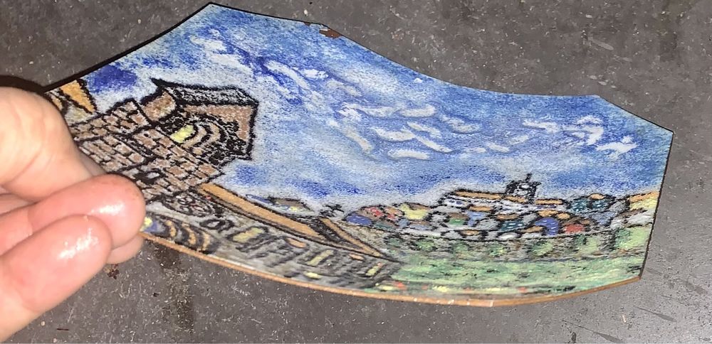 Pintura de Coimbra em prato latão 1979 Autor Cobre Oportunidade