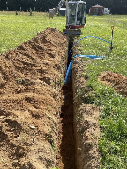 Usługi minikoparką, Koparko-ładowarką Wywrotka 3,5 Przyłącza wod-kan