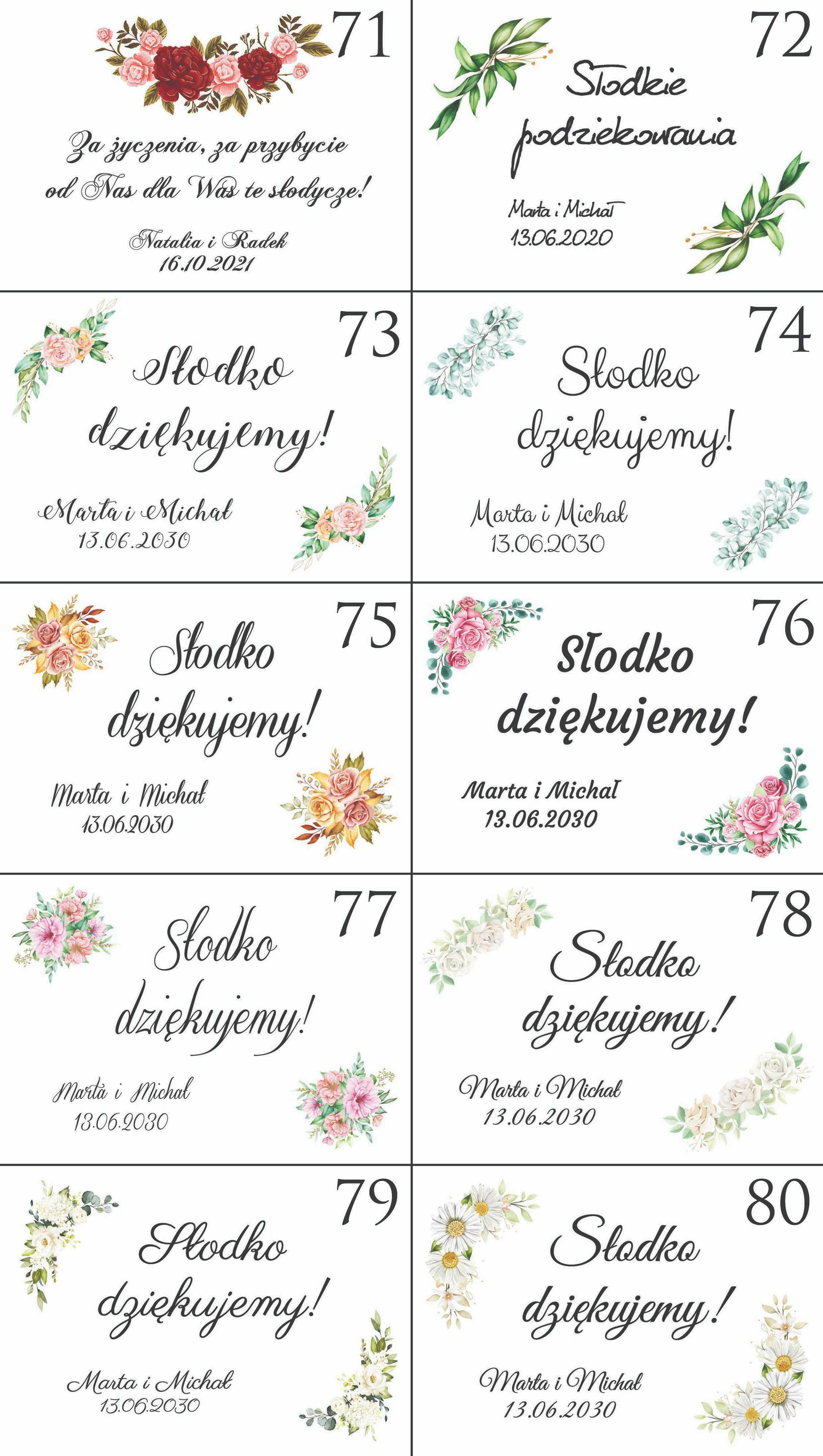 Naklejki na ciasto duże 9,65 x 6,80 cm personalizowane ślub wesele