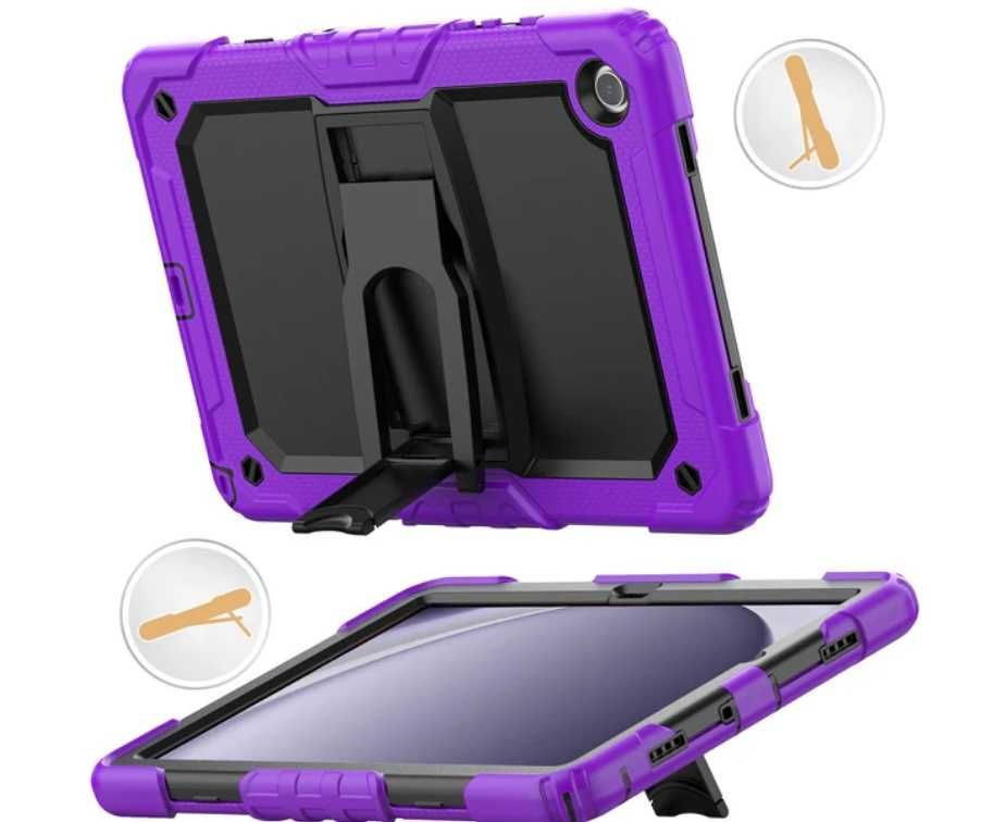 Etui case do Samsung TAB A8 10.5 z paskiem i podstawką fioletowe